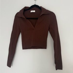 Mocha brown Aritzia collard long sleeve